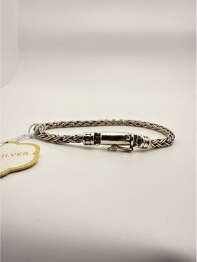 Annika Witt Sterling Silver Foxtail Bracelet Made in Bali Woven Chain